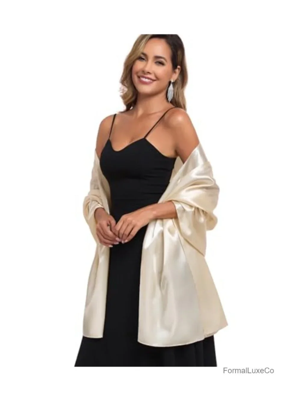 Satin Wrap Pashmina Shawl for Evening Dresses Wedding Guest Scarf